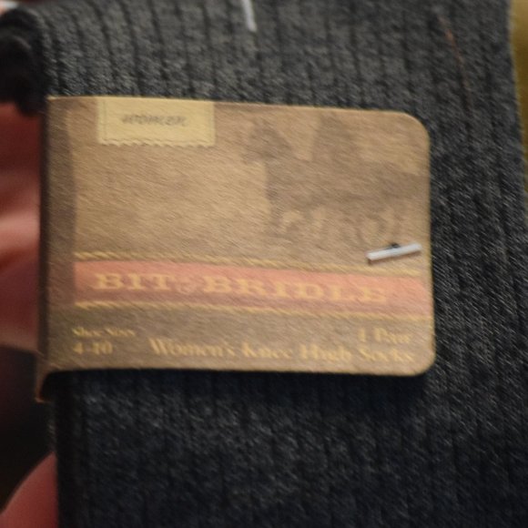 NWT Women's Ribbed Gray Stockings, Crochet Lace Top, Bit and Bridle - Picture 3 of 3